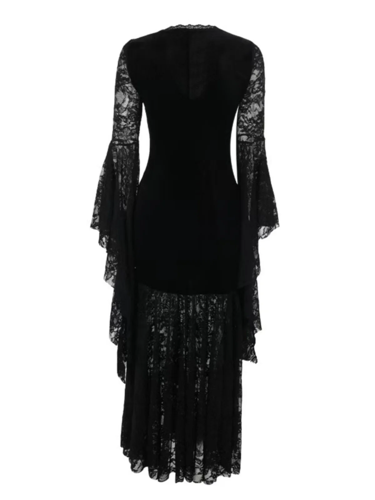 القوطية Sle المخملية الدانتيل Dr k سلسلة ريترو Bla Dr loween مكافحة الثقافة عالية الخصر طويلة Sve V-Ne Y-ape... #5