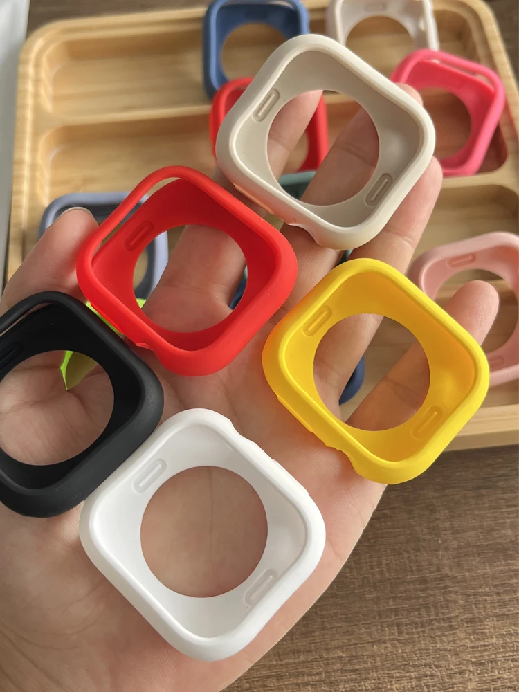 Weiche Silikonhülle für Apple Watch 11-10 46 mm 42/40/44/41/45 mm Zubehör Stoßstangenschutzabdeckung iWatch Serie 9 8 7 SE 6 5 4