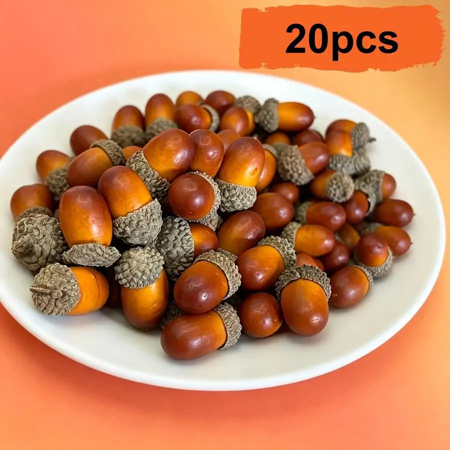 1/5/10/20/50/100pcs Realistic Artificial Chestnuts with Caps/Mixed Brown Tones Durable Plastic Decorations/Suitable for Crafts,