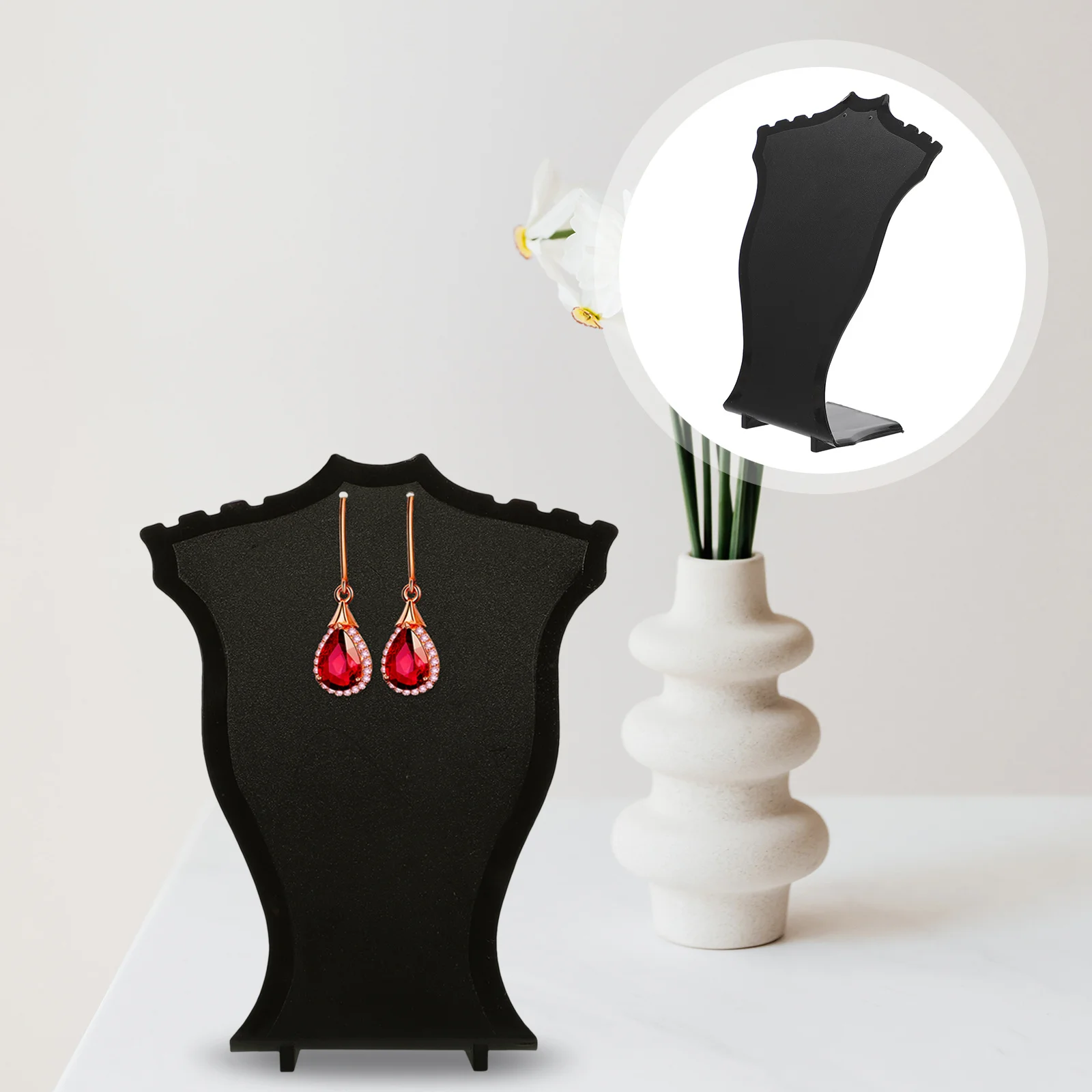

Jewelry Display Stand Earring Necklace Holder Stable Plastic Base Organizer Practical Storage Rack Earring Storage Rack