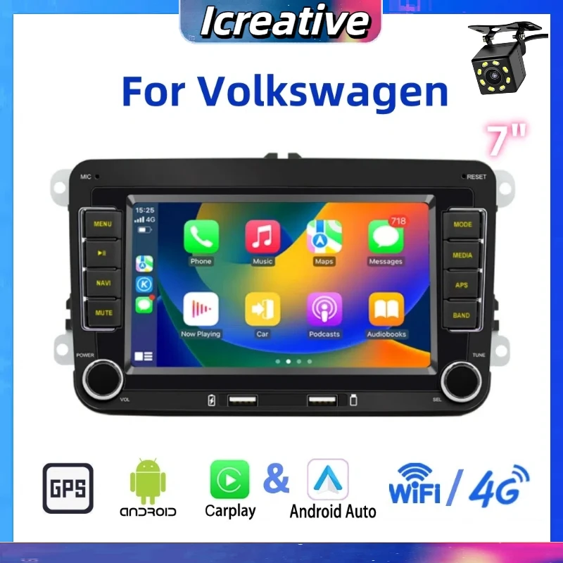 Car Radio Android for Volkswagen Golf 5 6 Polo Plus Passat B6 B7 CC Jetta Caddy 7inch Multimedia Wireless Carplay Navigation GPS