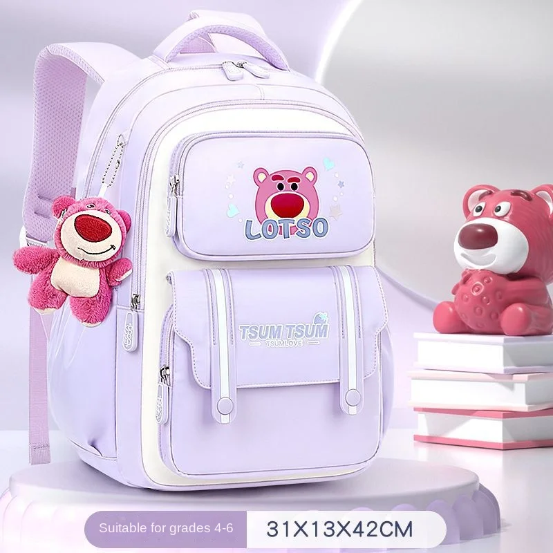 Disney Lotso Girl School Bag Leisure Primary Student Shoulder Orthopedic Backpack Large Capacity Light Water Proof Mochilas