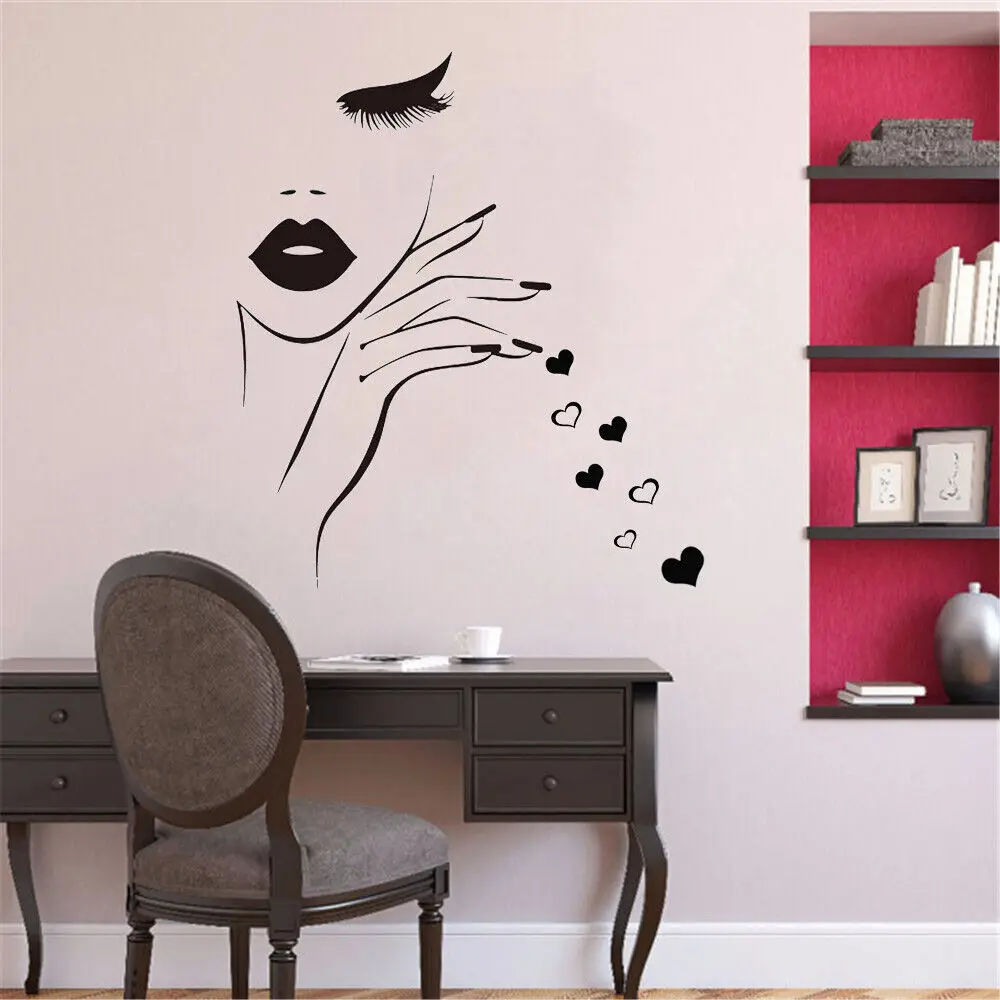 Wall Decal Beauty Salon Manicure Nail Salon Hand Girl Face Vinyl Sticker Home Hairdresser Hairstyle Wall Sticker Decor Product