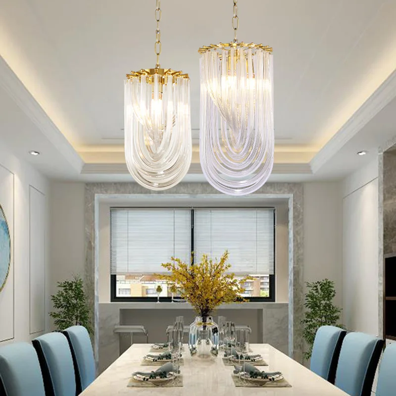 

Contemporary Gold Frame Glass Chandelier Statement Pendant Light for Staircase Foyer
