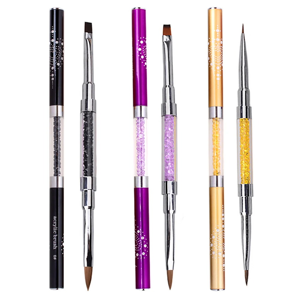 

Dual End Nail Art Gel Brush Pen Black Thin Body Comfortable for DIY Nail Polish Extension Builder Flat Brush Pen