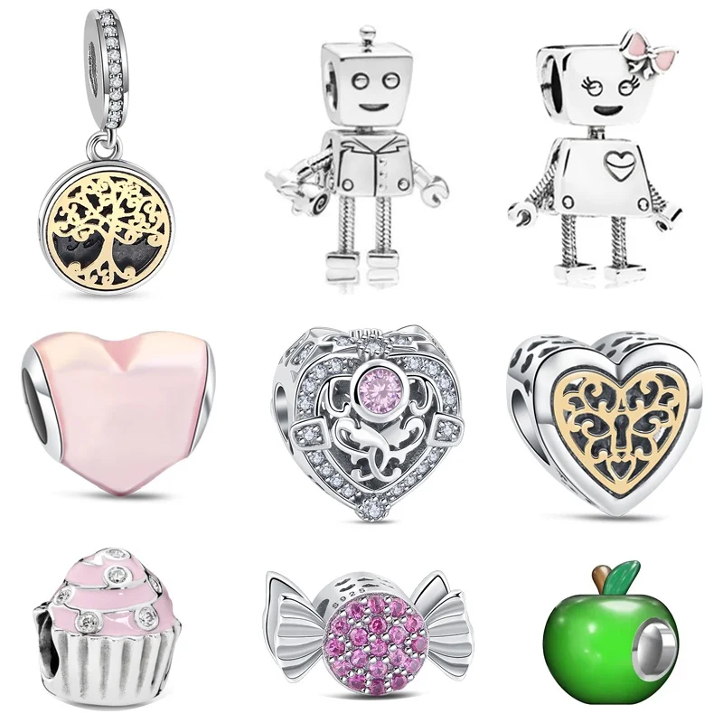 

2025 Новый серебряный робот 925 пробы Love Candy Windmill Charm Of Ley 925 Цепочка из бисера подходит для оригинального браслета DIY Женские украшения