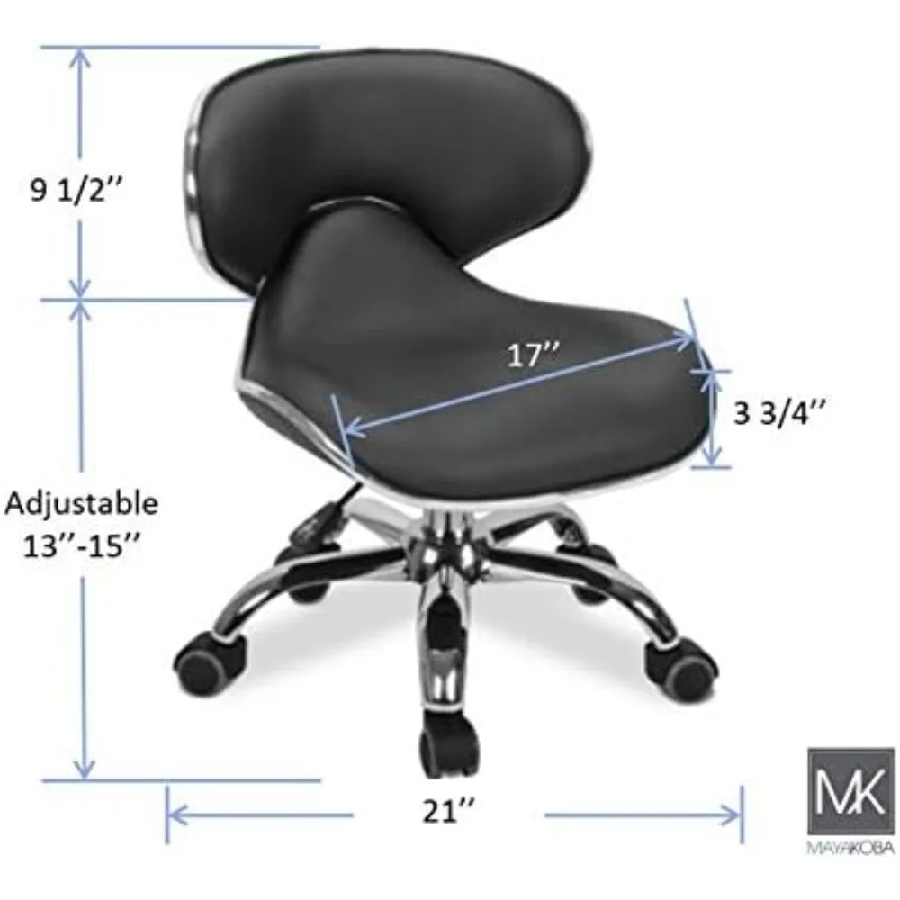 مقعد قصير (أسود)، مقعد دوار بارتفاع قابل للتعديل 13 بوصة - 15 بوصة، مثالي لغرفة لعب الأطفال، البستنة المنزلية، المطبخ #2