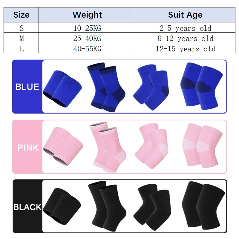 8Pcs/Set Girls Boy Sports Knee Pads Elbow Pads Wrist Guards Ankle Brace Outdoor Skating Cycling Knee Support Protective Gear