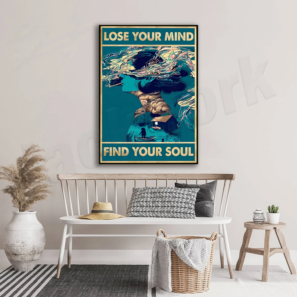 فقدان عقلك والعثور على ملصق روحي، كن لطيفًا لصحتك، ملصق الصحة العقلية، الوعي بالصحة العقلية، هدية الصحة العقلية