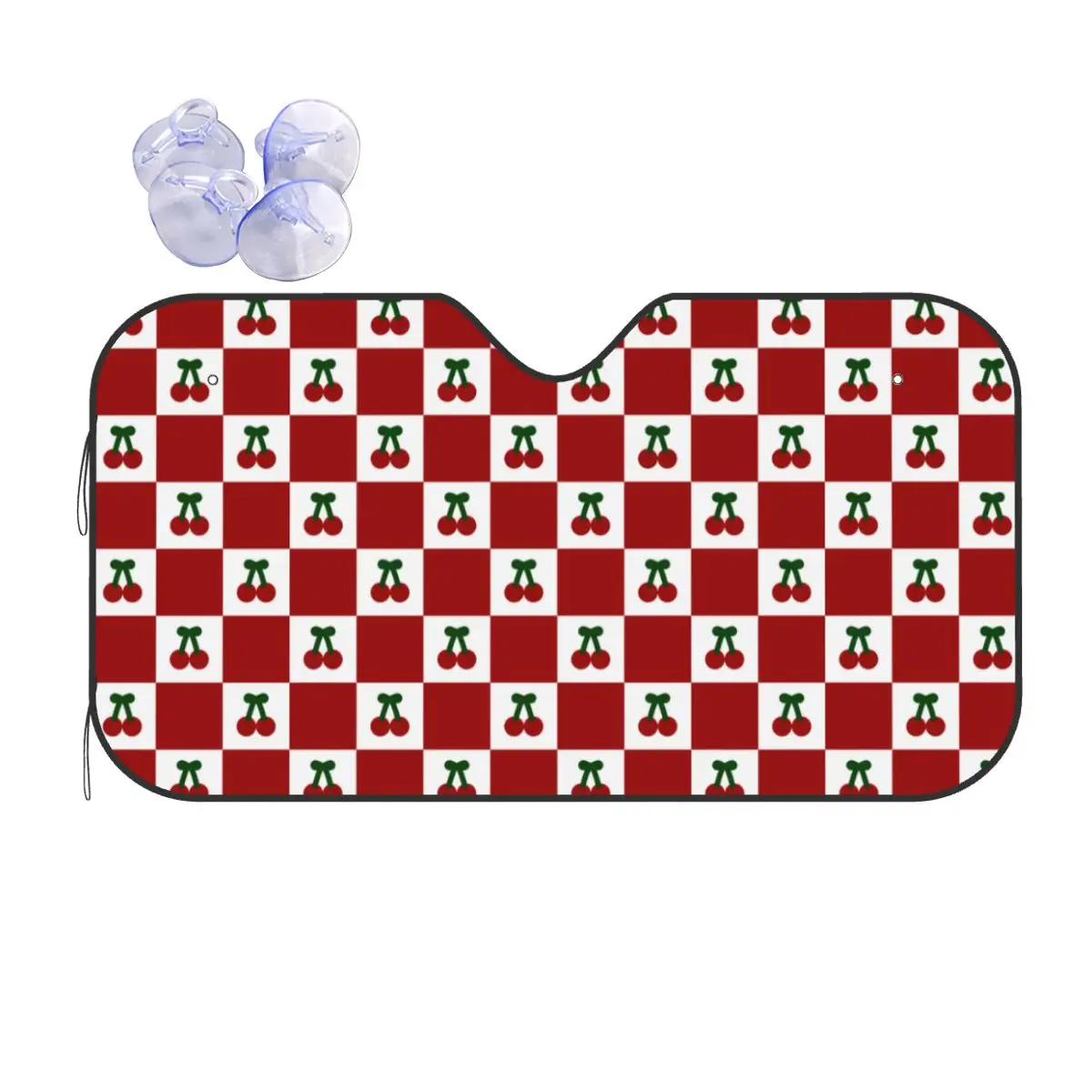 Cherry Fruit Plaid Retractable Windshield Sunshade 76x140cm Collage Foils Sun Visor Solar Protect