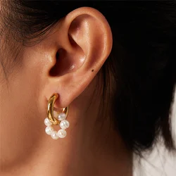 2024 Bohemian Fashion Statement Tassel Pearl Circle Hoop Earrings For Women Girls Elegant Wedding Jewelry Gift