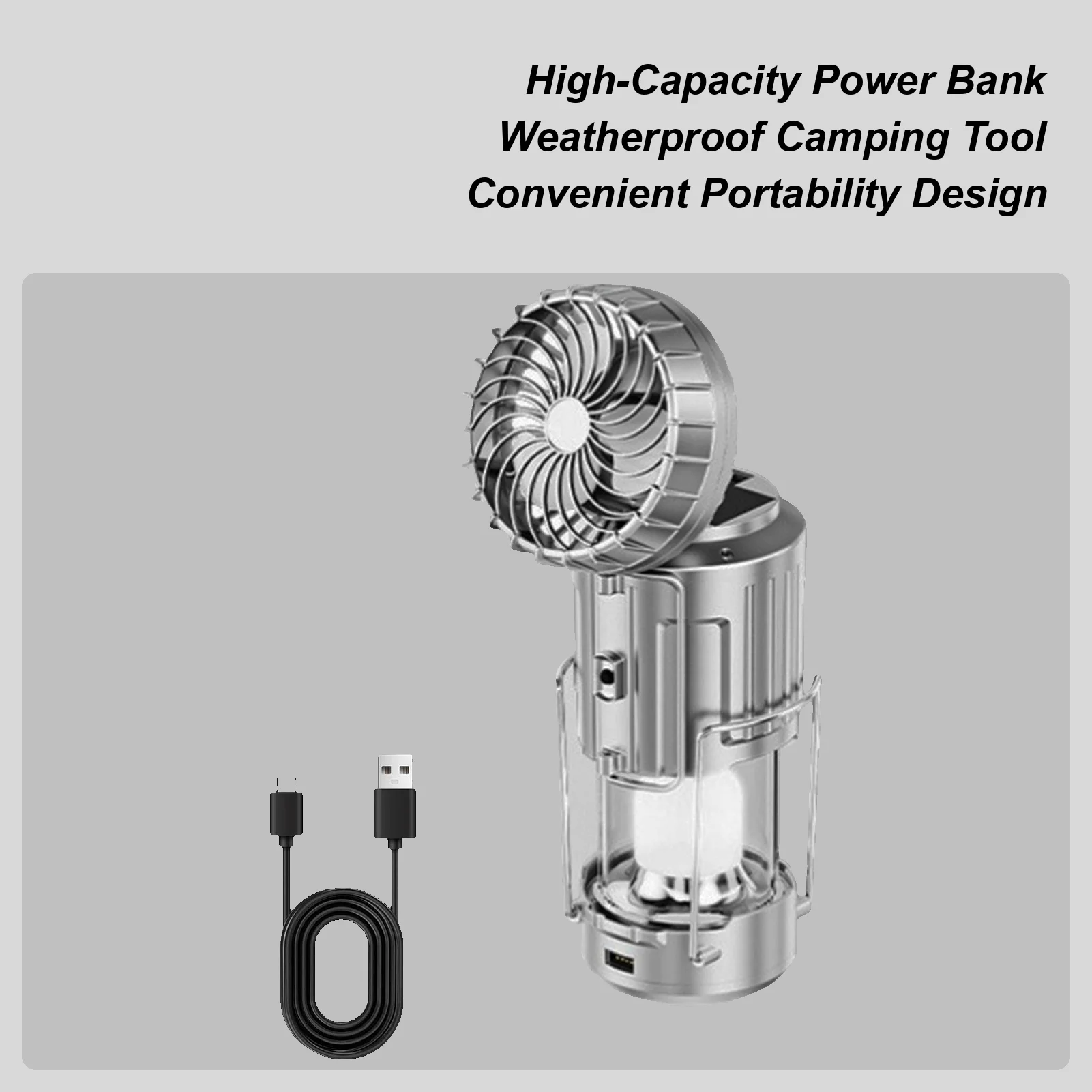 

Camping Lantern Solar Lantern LED Lights Camping Gear Rechargeable Waterproof Survival Gear Power Bank With Foldable Cooling Fan