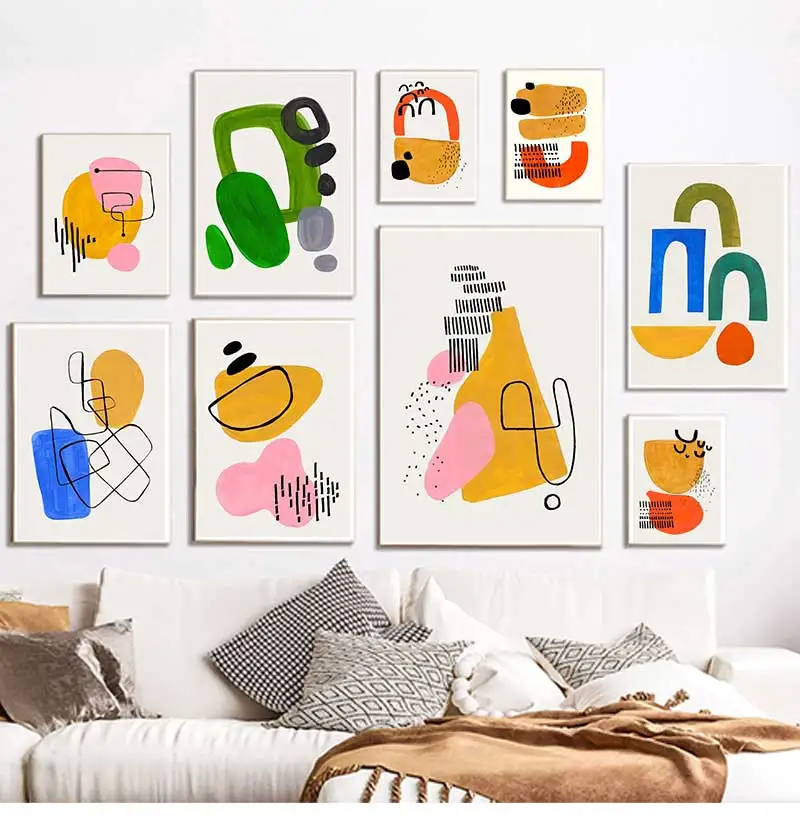 Ejaaz Haniff Artworks Красочные художественные картины на холсте Плакаты Оранжевая Радуга Улыбка Фреска Просто скандинавская настенная художественная роспись Домашний декор