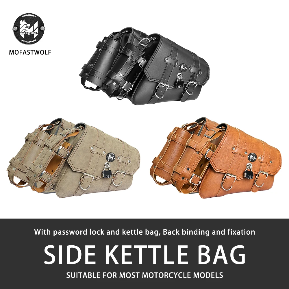 Motorcycle Swing Arm Bag Leather Side Bag Hanging Bags Tool Bag Waterproof Saddlebag for Harley Softail Street Bob Low Rider S