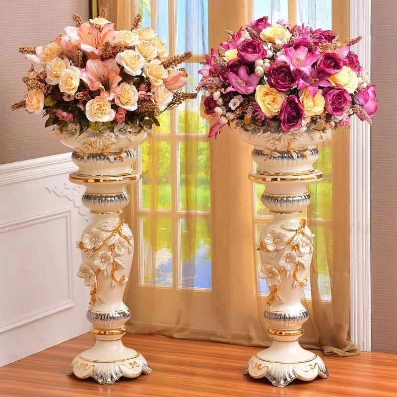 

European luxury Roman column vase for living room decoration