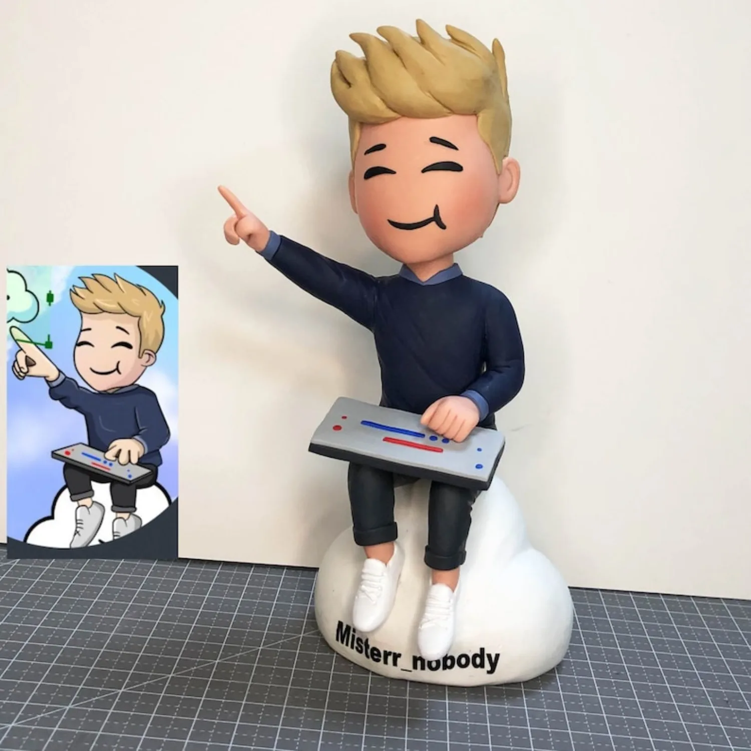

Personalized Cartoon Bobblehead Action Figure Lookalike Custom Figurine Handmade Full Body Clay Figure Gift For Him Her Keepsake