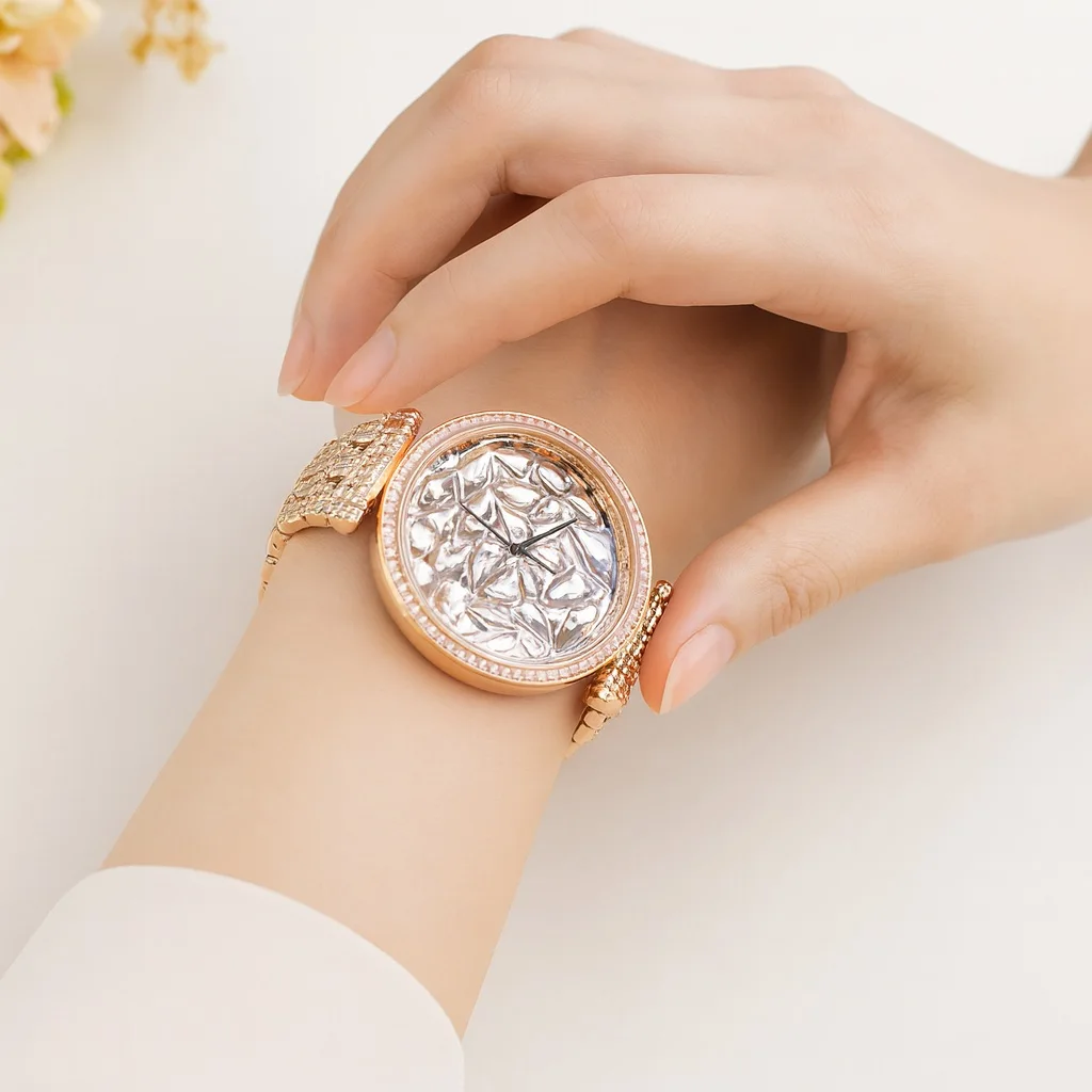 Princess Butterfly Women's Watch Bling Crystal Dial Rose Gold Waterproof Quartz Luxury Chain Strap Fashion Accessory