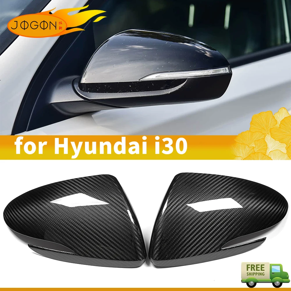 

Real Dry Carbon Fiber Automotive Exterior Rearview Mirror Cover Shell Decorative For Hyundai i30 i30N 2018 UP Accessories Trim