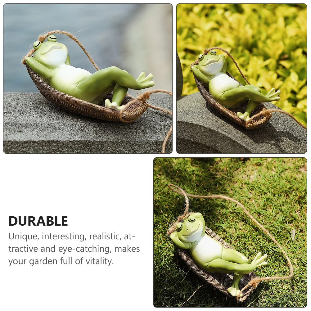 

1pc Hanging Garden Frogs Resin Outdoor Decor Yard Animal Ornaments Lightweight Portable Green Pendant Unique Eye-Catching
