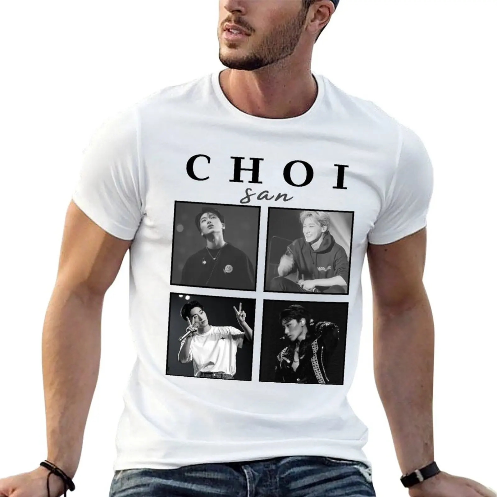 

Choi San (Ateez) Concert Poster (White Version) T-Shirt cotton t shirts high quality man t shirt summer T-Shirt
