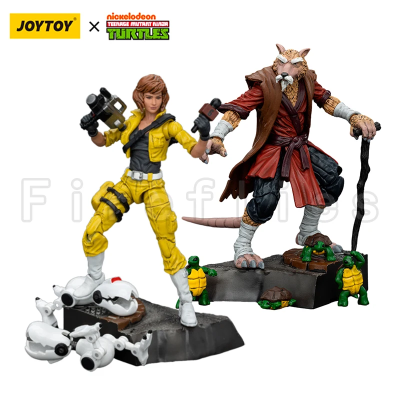 [Pré-encomenda] 1/18 JOYTOY Action Figure Tartarugas Splinter April O'Neil Anime Modelo Toy