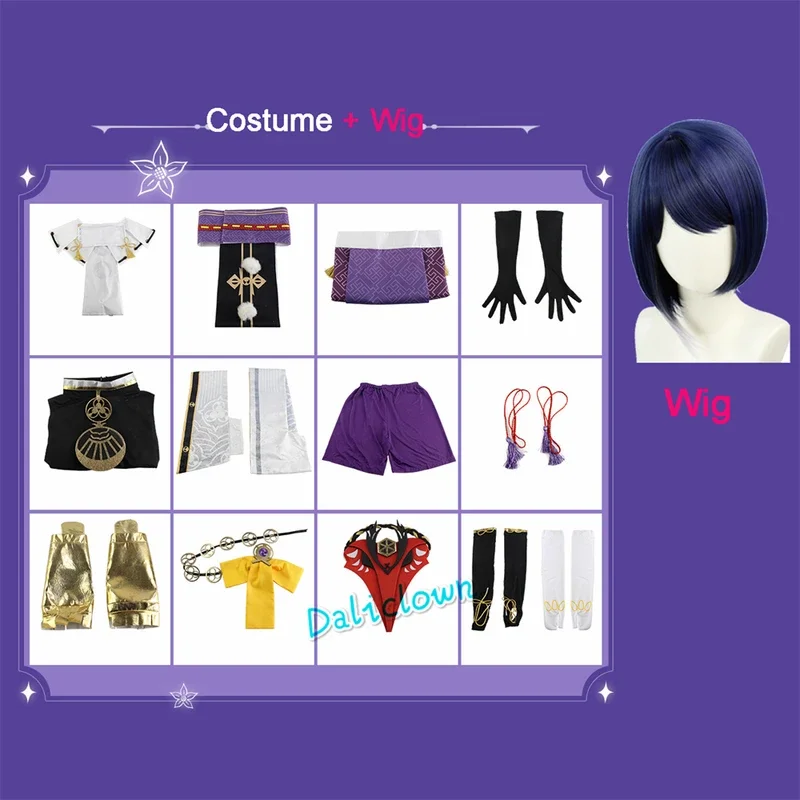 Disfraz de cosplay genshinimpact Kujo Sara para mujer, máscara, vestido, peluca, zapatos, conjunto completo, Inazuma, fiesta de Halloween, traje de juego de rol