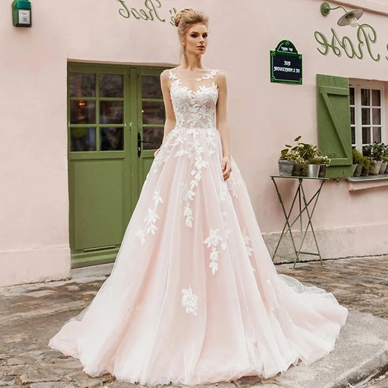 

Backless Wedding Dresses A-line Scoop Lace Beach Boho Dubai Saudi Arabia Israel Bridal Gowns Vestido De Novia Customized