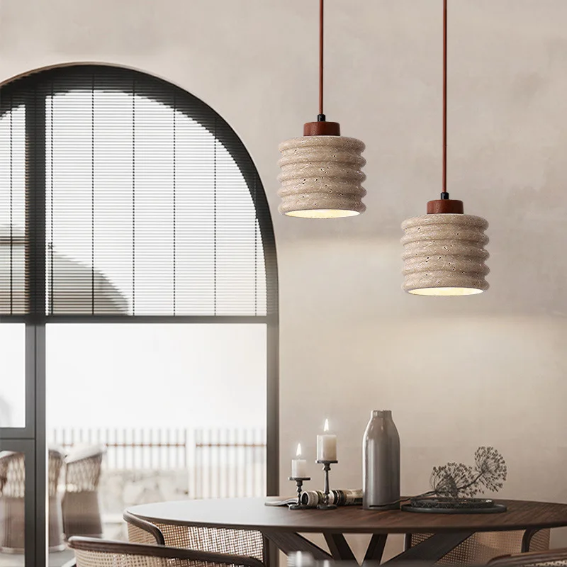 

Led Pendant Lamp Yellow Cave Stone Chandelier Retro Bedroom Bedside Lamps Nordic Travertine Suspension Pendant Light Luminaire