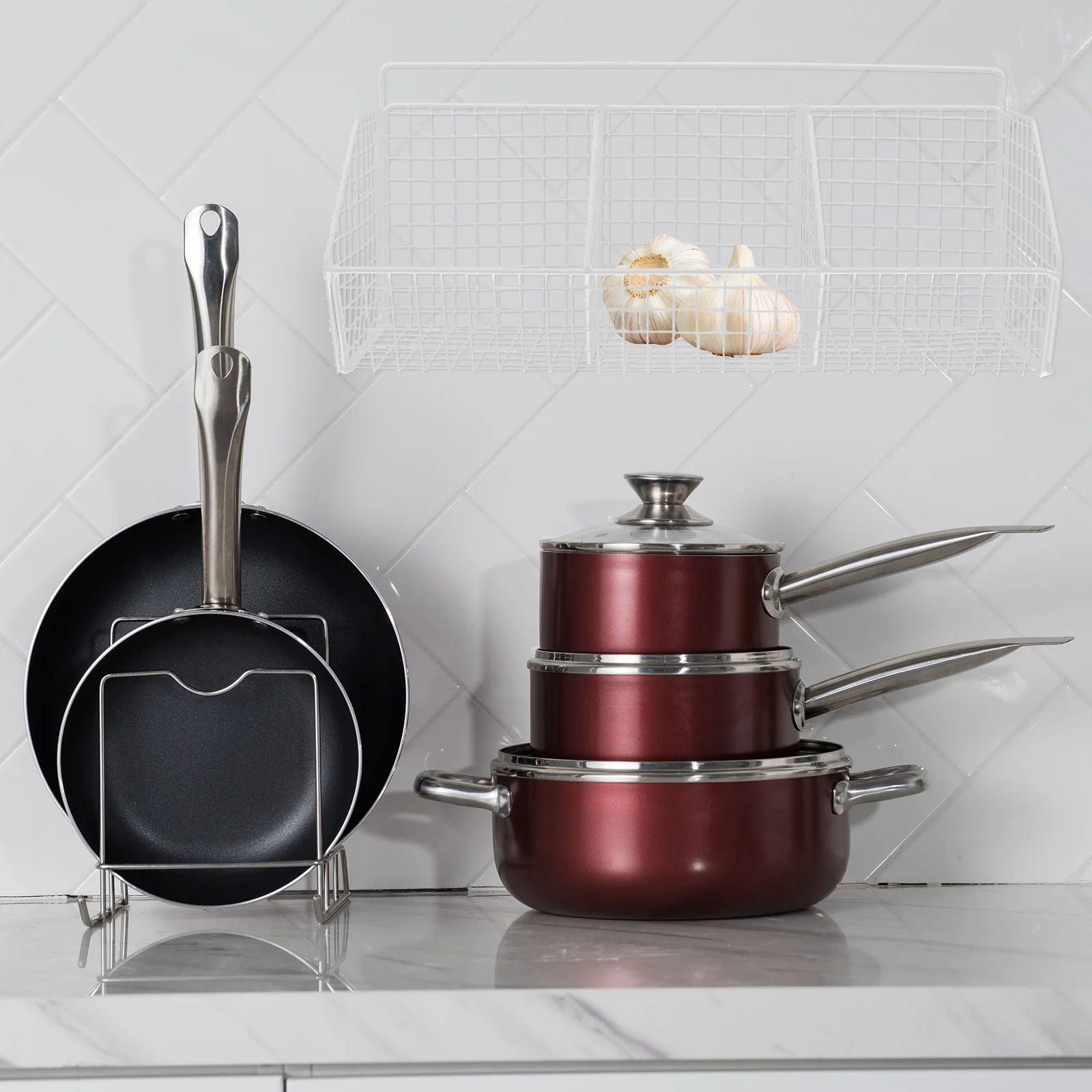 المطبخ الحائط الفاكهة الخضار سلة الكربون أسلاك الفولاذ البصل الثوم تخزين متعددة الوظائف جدار التخزين سلة تنظيمية #1