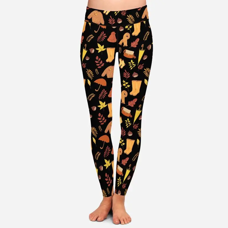 Letsfind inverno calças femininas floco de neve e natal camisola impressão de cintura alta leggings roupas da menina leggings