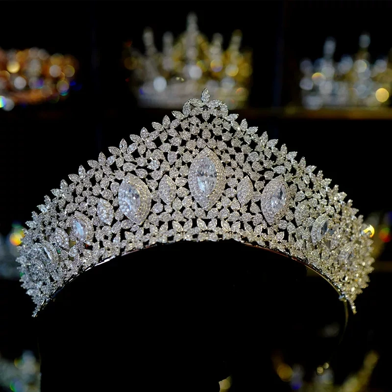 French High-End Bride Hair Crown Princess Wedding Hair Accessory Shinni Large Size Girls Birthday Celebration Head Tiaras