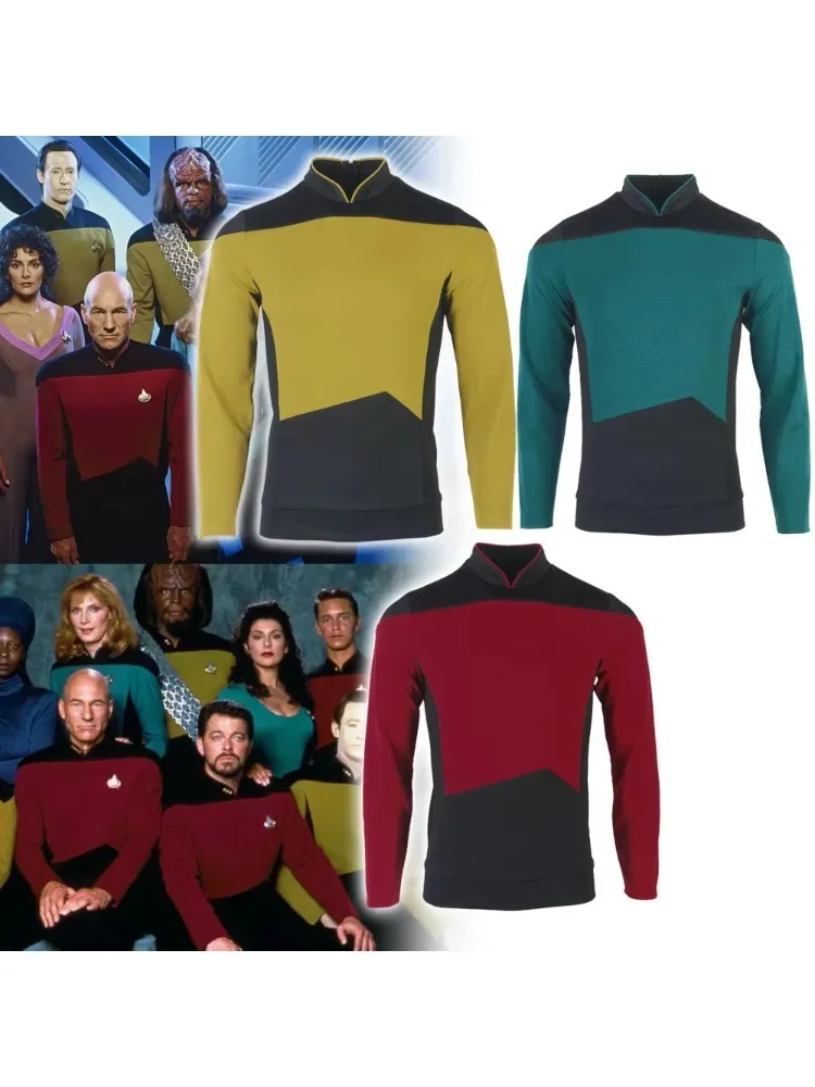 Star TNG The Next Generation Trek Rot Gelb Blau Hemd Uniform Cosplay Kostüm Für Männer Mantel Halloween Party Kleidung