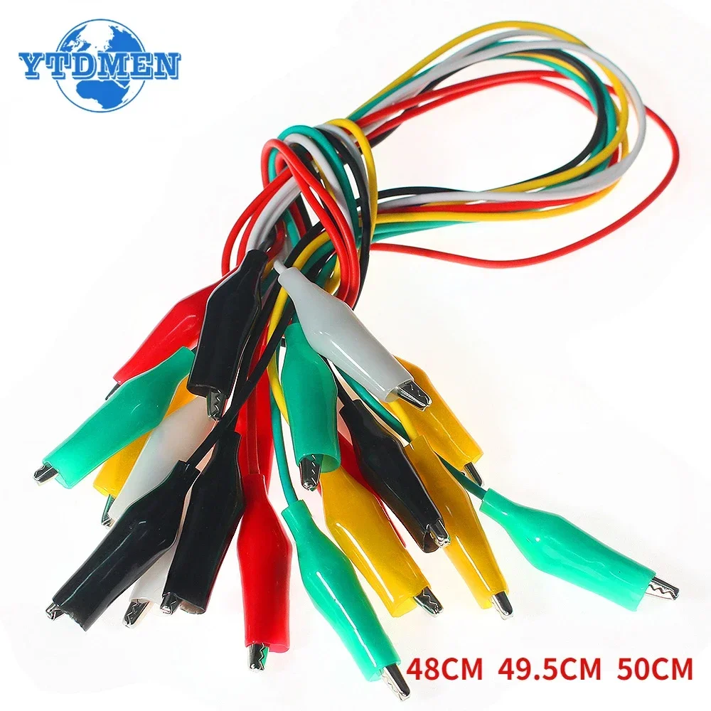 10PCS Alligator Clips Double Ended Alligator Clips Cable Electrical DIY Alligator Test Leads 48CM 49.5CM 50CM