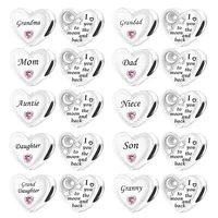 Family Heart Grandma Daughter Son I Love You To The Moon & Back Charm Beads Fit Pan Charms Bracelet DIY Women Jewelry Gift 2025