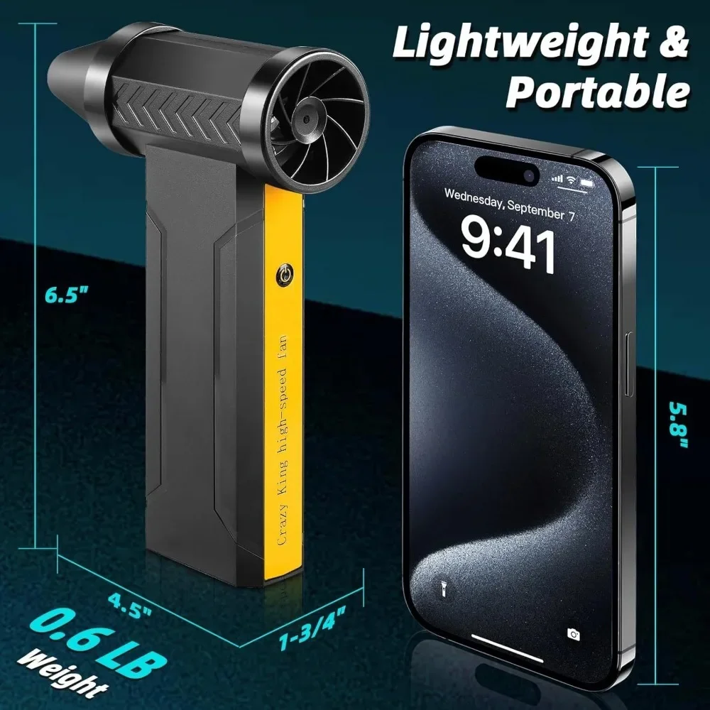 160000RPM Turbo  Fan Brushless Motor Handheld Dust Fan Strong Wind Speed 60M/S 10000MAH Portable Type-C Charging For  Car Use