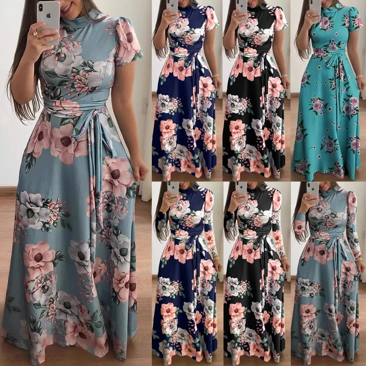 

Elegant Summer Dress for Women Casual High Waist Silk Blend Milk Fiber Vestidos New Style Commute Wind Adult Women's Dress