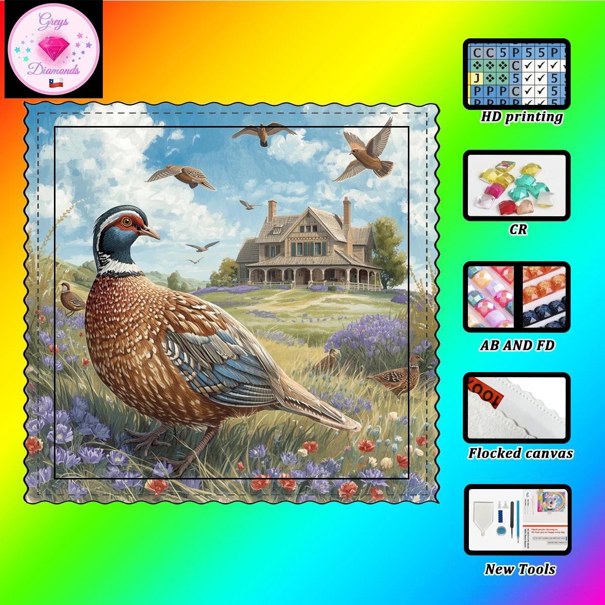 

【Gheys_ Diamond Art】Дикая утка Кристалл AB Горный хрусталь Fairy Dust Горный хрусталь Идеальный смоляный бриллиант