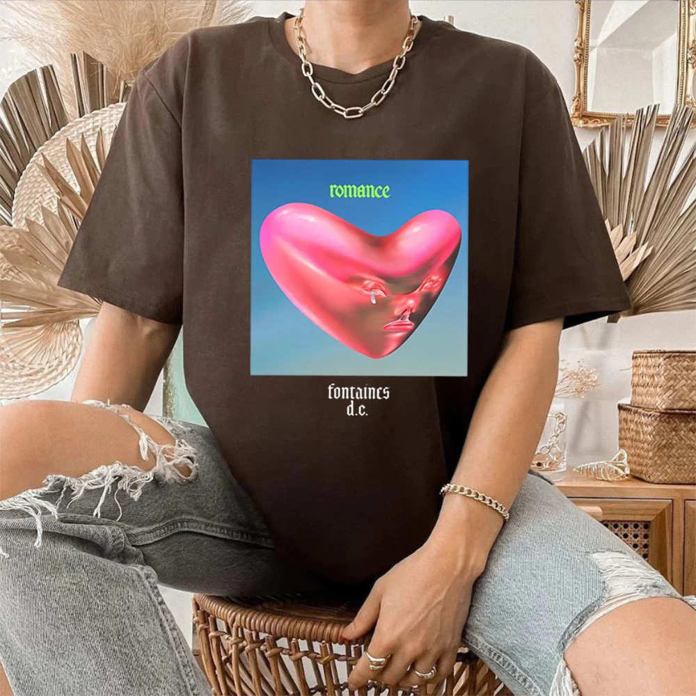 Fontaines DC Romance T-Shirt Irish Rock Music Band Shirt Funny Print Shirt Short Sleeve Tees Retro Y2k Trendy Shirts Fans Gift