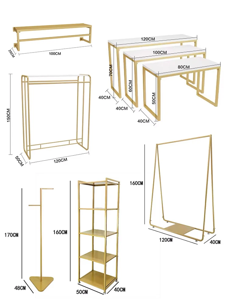 Dy Modern For Anti-Rust Stainless Steel Boutique Clothing Store Display Table & Rack Set With Nesting Tables