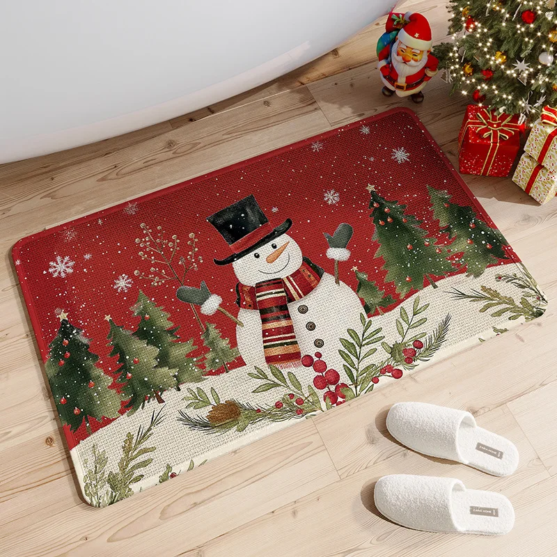 

Santa Claus Floor Mat Kitchen Quick-drying Non-slip Mat Festive Decoration Atmosphere Foot Mat Bathroom Toilet Water Absorption