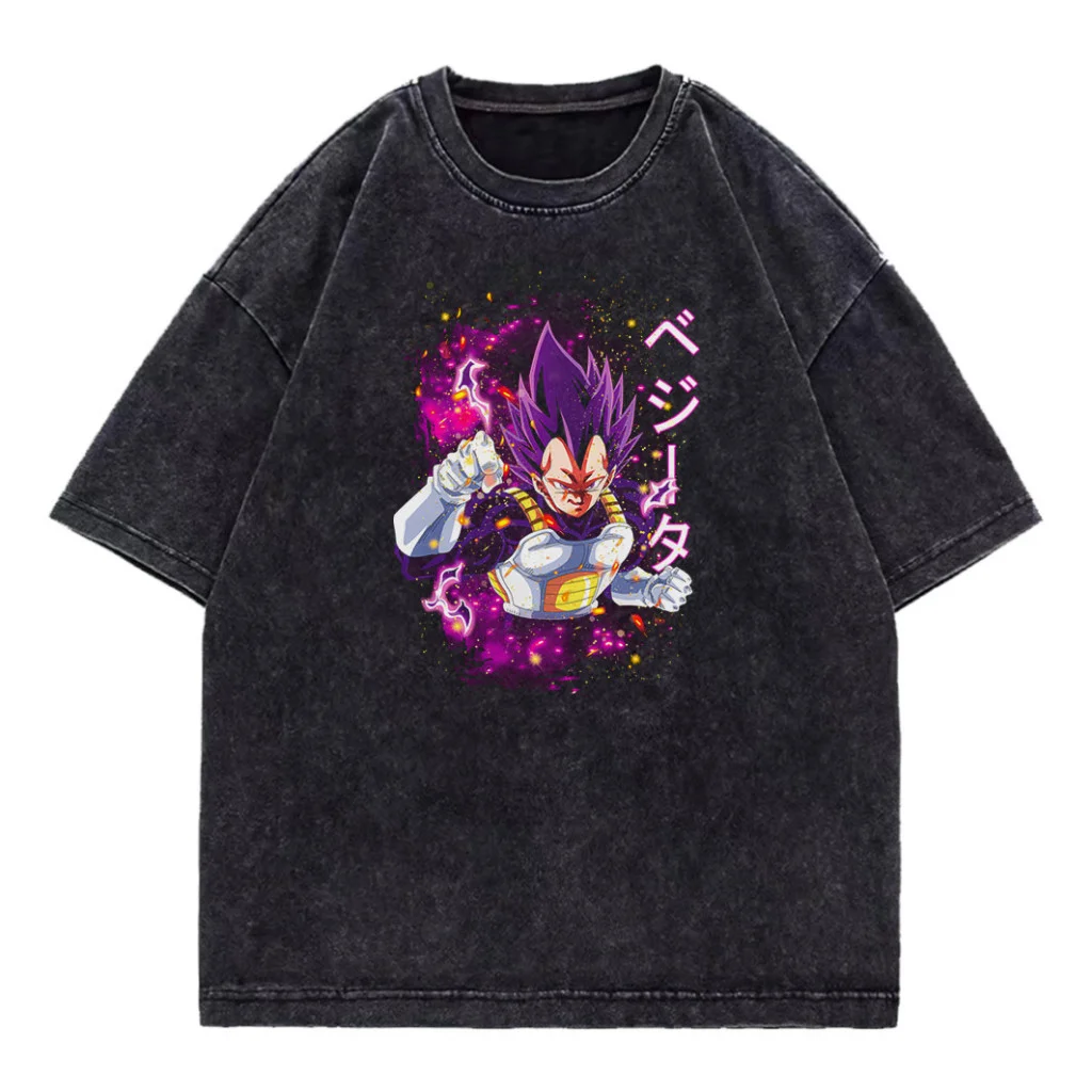 

Новая летняя футболка 2026 года Dragon Ball Vegeta Ultra Ego в стиле ностальгии, мужская, с эффектом потертости, 100% хлопок, плотная, семейная, унисекс, свободного кроя