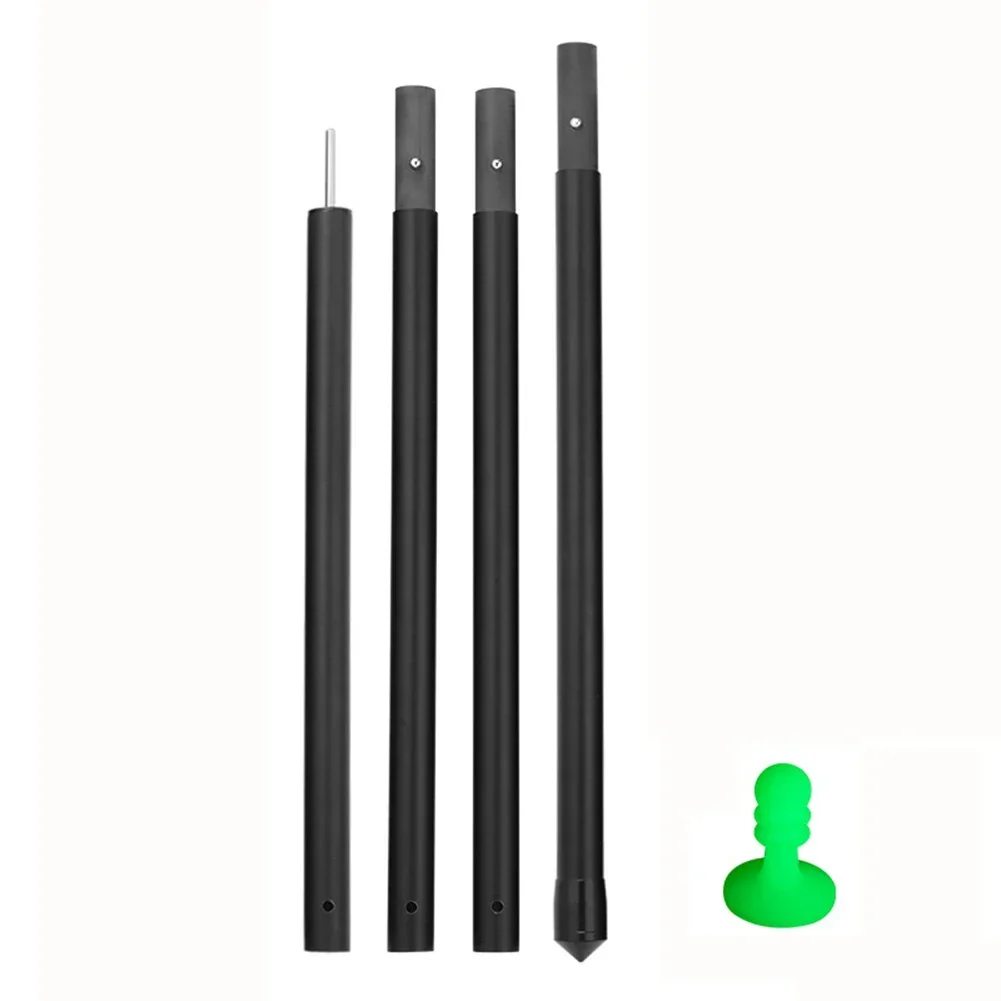 Tent Pole 1.7/2.1/2.5/2.9M Carbon Fiber Adjustable Tarp Rods With Top Pin Lightning-Protection Cap For Awning Poles Replace Part