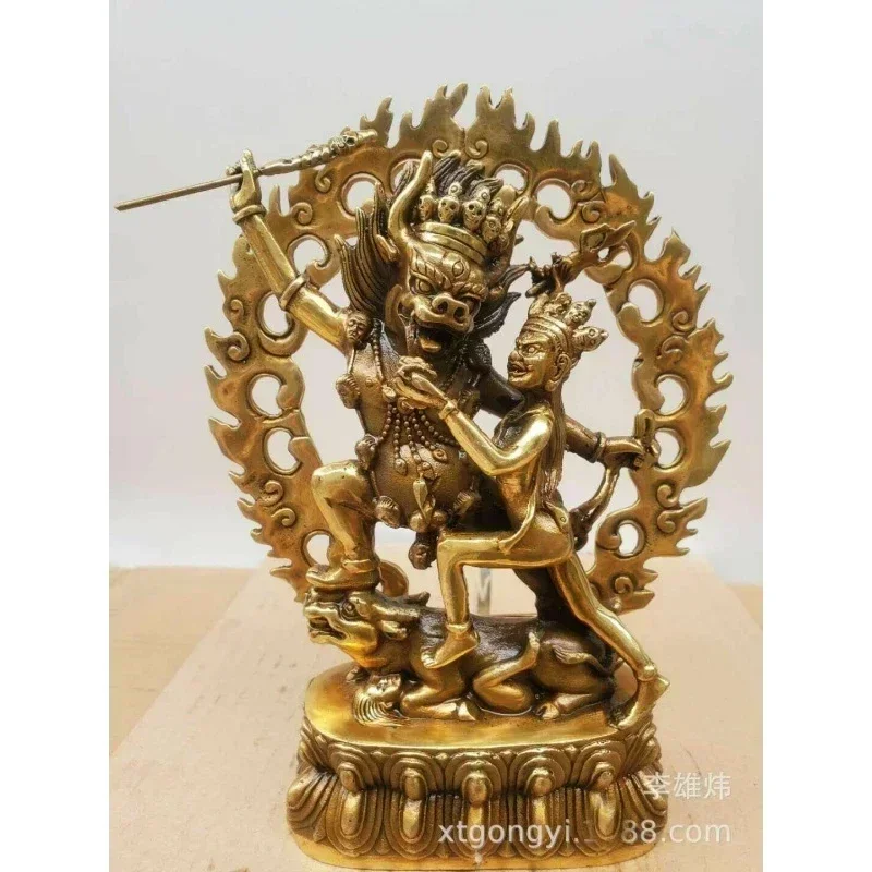22 см бронзовый Будда Благоприятная статуя охранника Ад Лорд Цзян Ян Мозун