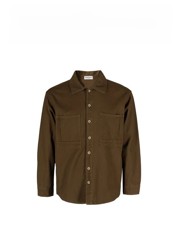 

Рубашка BAIRBAOLIY в стиле ретро, повседневная, универсальная, весенне-осенняя, мужская, тонкая, верхняя одежда, стандартный крой, хлопок, модная, городская