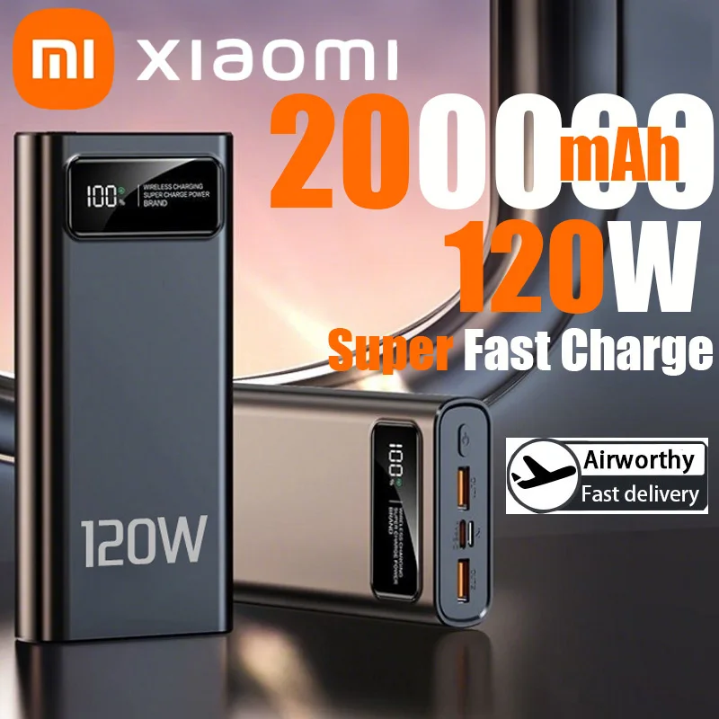 Xiaomi 200000mAh Power Bank 120W Fast Charging Portable Mobile Power Ultralarge Capacity Digital Display External Battery