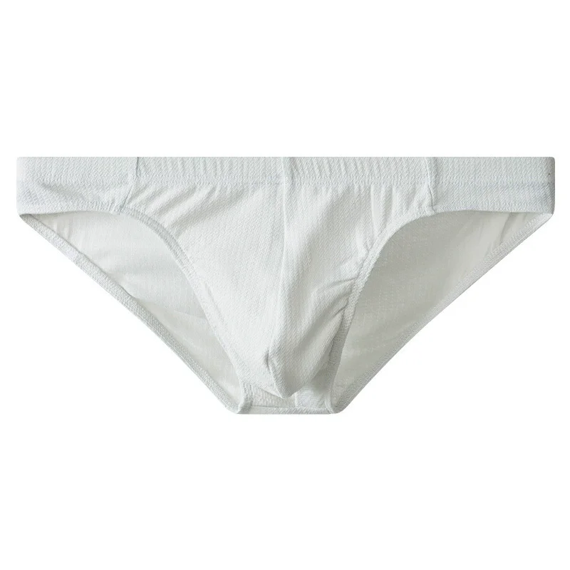 3-Piece Men's Low-Waist Cotton Textured Briefs Set - Minimalist Solid-Color Underwear (Beige/White/Light Gray)
