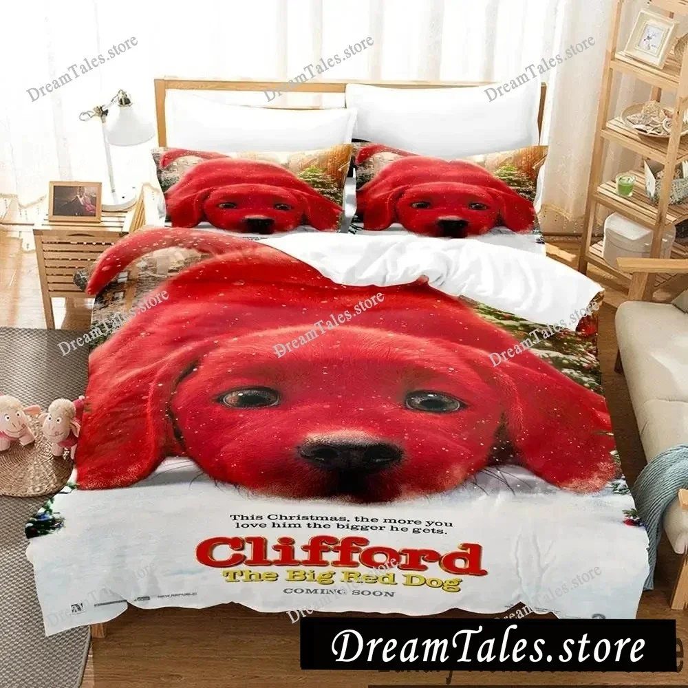 

3D Print Clifford the Big Red Dog Bedding Set Boys Girls Twin Queen King Size Duvet Cover Pillowcase Bed boys Adult