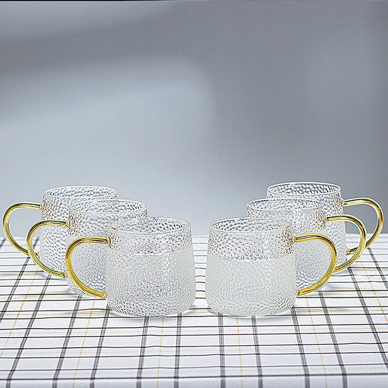 300-400ml Glass Cup Heatresistant Glass Water Cup With Handle Tea Milk Drink Mug Household