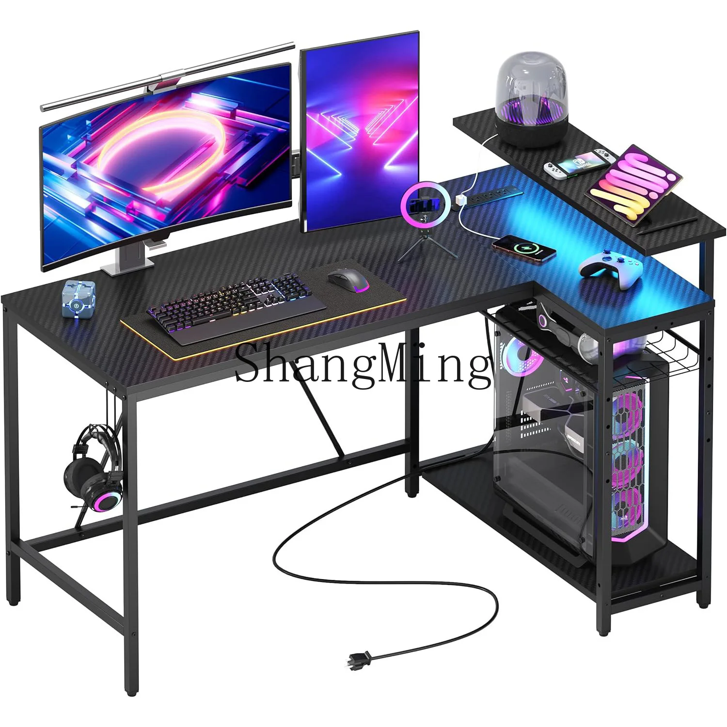 

SM corner computer desk desktop home desk double bookshelf integrated combination desk corner L-shaped