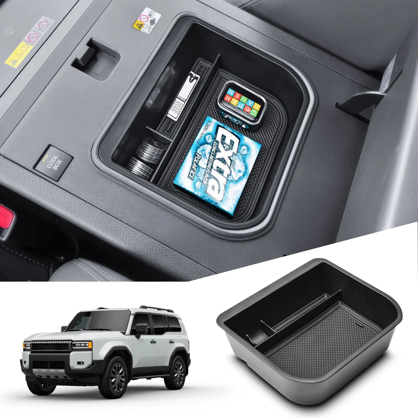 

HGWEI Center Console Cool Box Organizer for Toyota Land Cruiser Prado 250 / Lexus GX550 2024 2025 Armrest Storage Box Car Tray